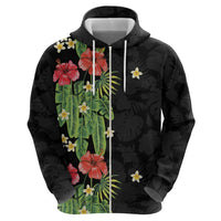 Hawaiian Hibiscus Plumeria Hoodie Tropical Leaves