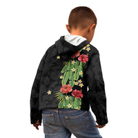 Hawaiian Hibiscus Plumeria Kid Hoodie Tropical Leaves