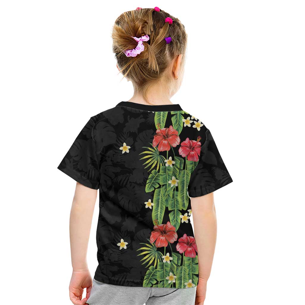 Hawaiian Hibiscus Plumeria Kid T Shirt Tropical Leaves