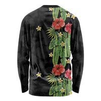 Hawaiian Hibiscus Plumeria Long Sleeve Shirt Tropical Leaves
