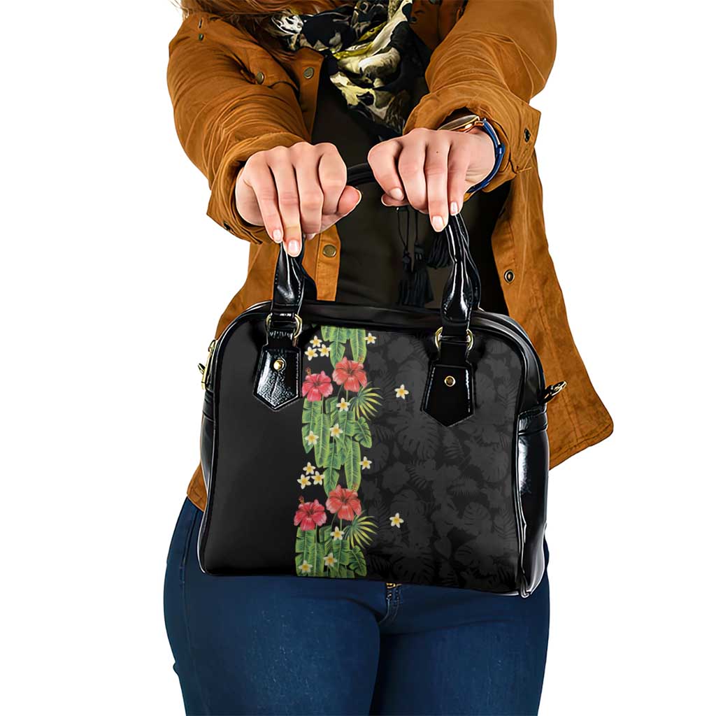 Hawaiian Hibiscus Plumeria Shoulder Handbag Tropical Leaves