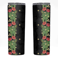 Hawaiian Hibiscus Plumeria Skinny Tumbler Tropical Leaves