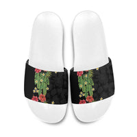 Hawaiian Hibiscus Plumeria Slide Sandals Tropical Leaves