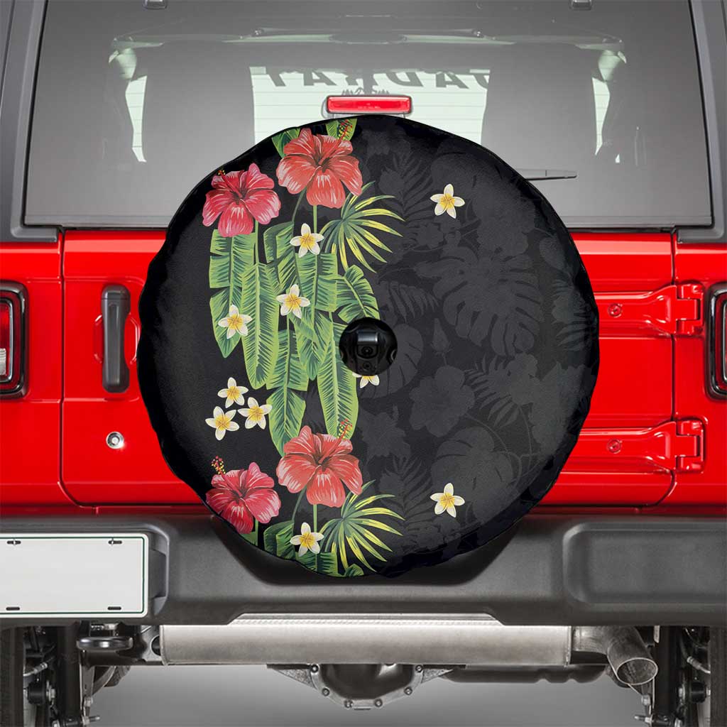 Hawaiian Hibiscus Plumeria Spare Tire Cover Tropical Leaves