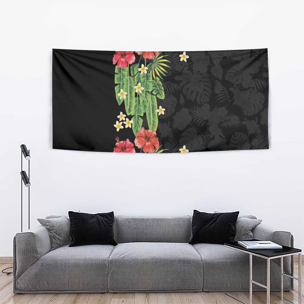 Hawaiian Hibiscus Plumeria Tapestry Tropical Leaves