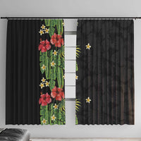 Hawaiian Hibiscus Plumeria Window Curtain Tropical Leaves