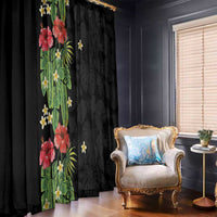 Hawaiian Hibiscus Plumeria Window Curtain Tropical Leaves