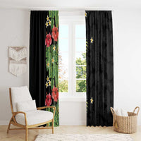 Hawaiian Hibiscus Plumeria Window Curtain Tropical Leaves