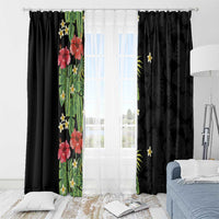 Hawaiian Hibiscus Plumeria Window Curtain Tropical Leaves
