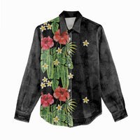 Hawaiian Hibiscus Plumeria Women Casual Shirt Tropical Leaves