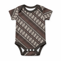 Yogyakarta Parang Batik Motifs Baby Onesie Indonesian Traditional Pattern LT01 Brown - Polynesian Pride