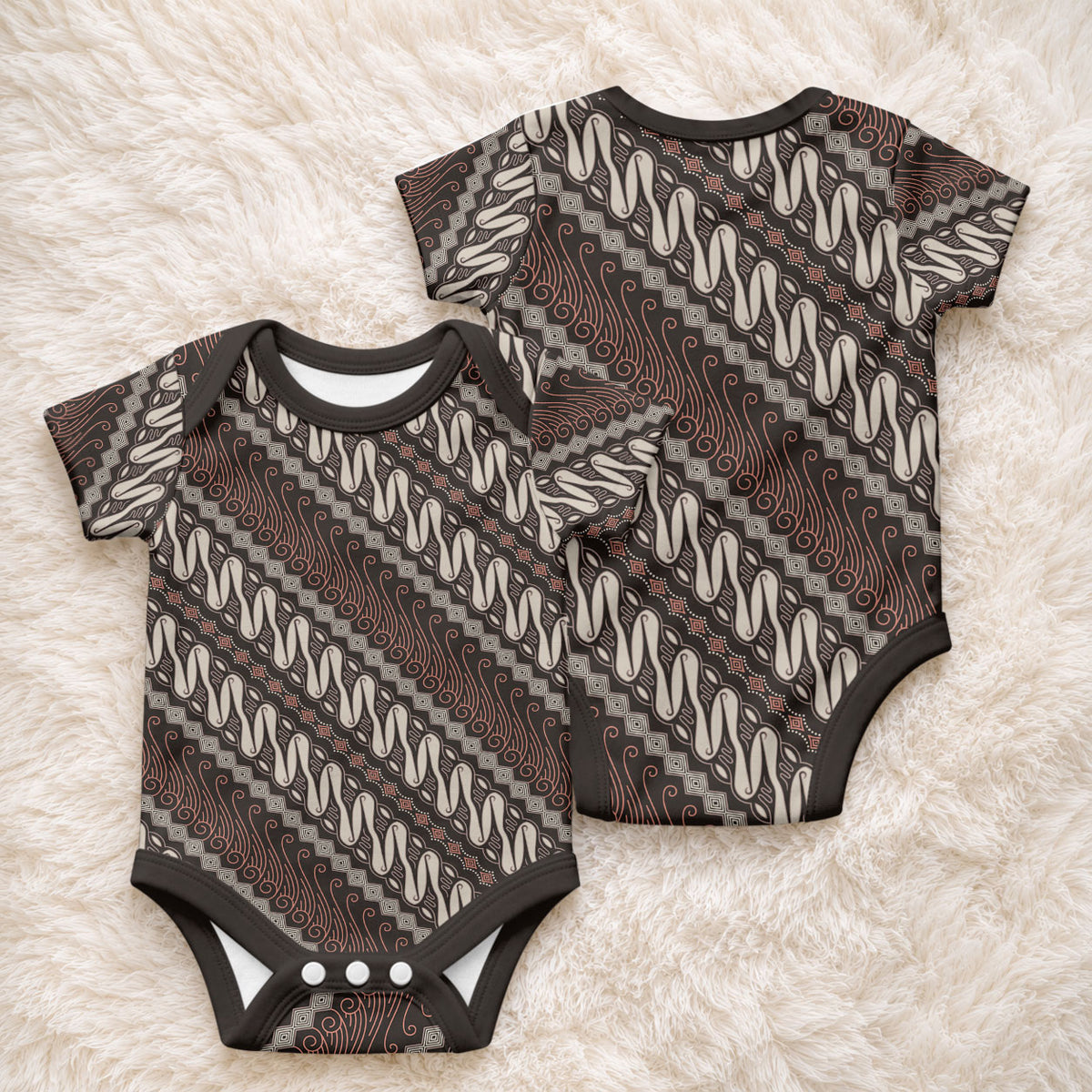 Yogyakarta Parang Batik Motifs Baby Onesie Indonesian Traditional Pattern LT01 - Polynesian Pride