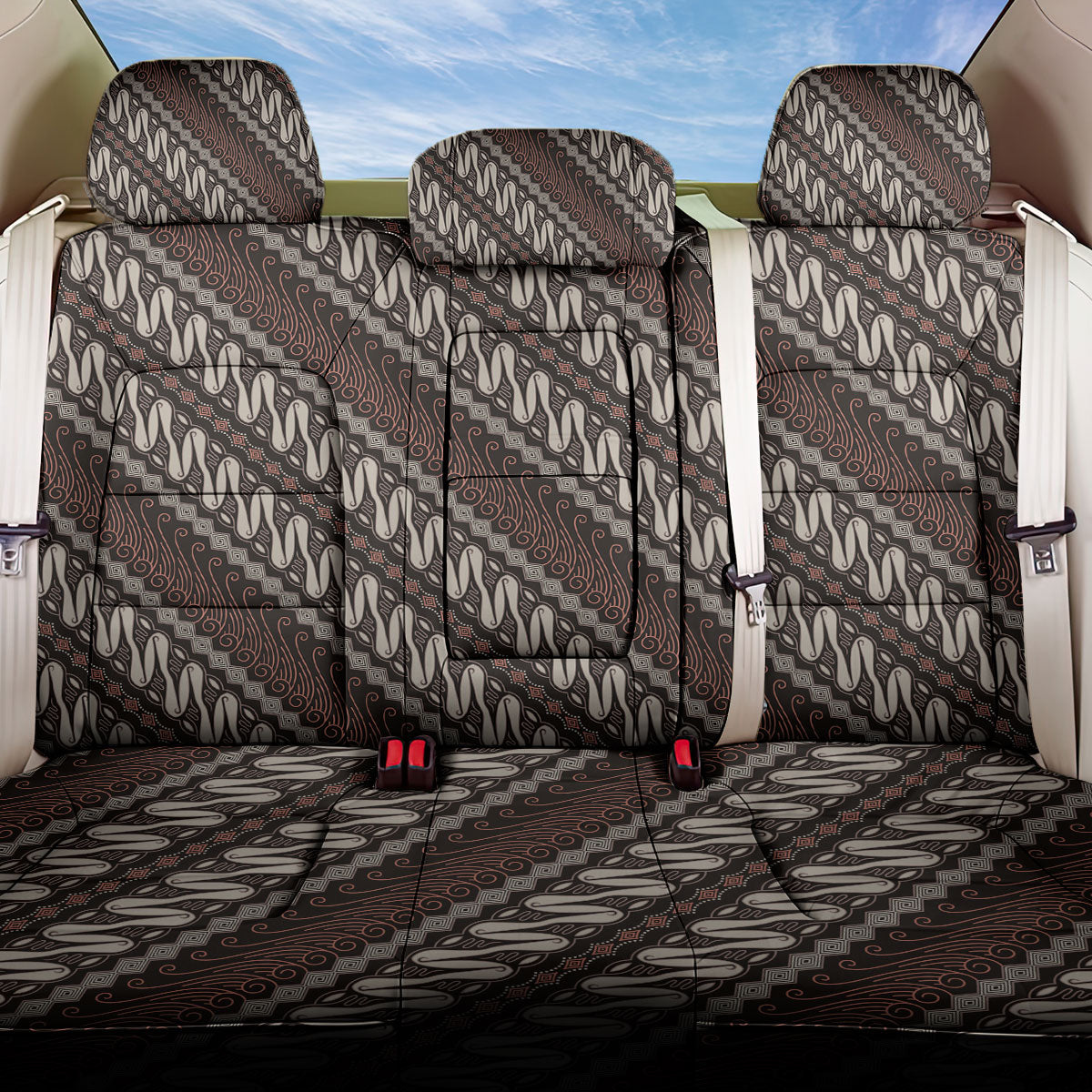 Yogyakarta Parang Batik Motifs Back Car Seat Cover Indonesian Traditional Pattern