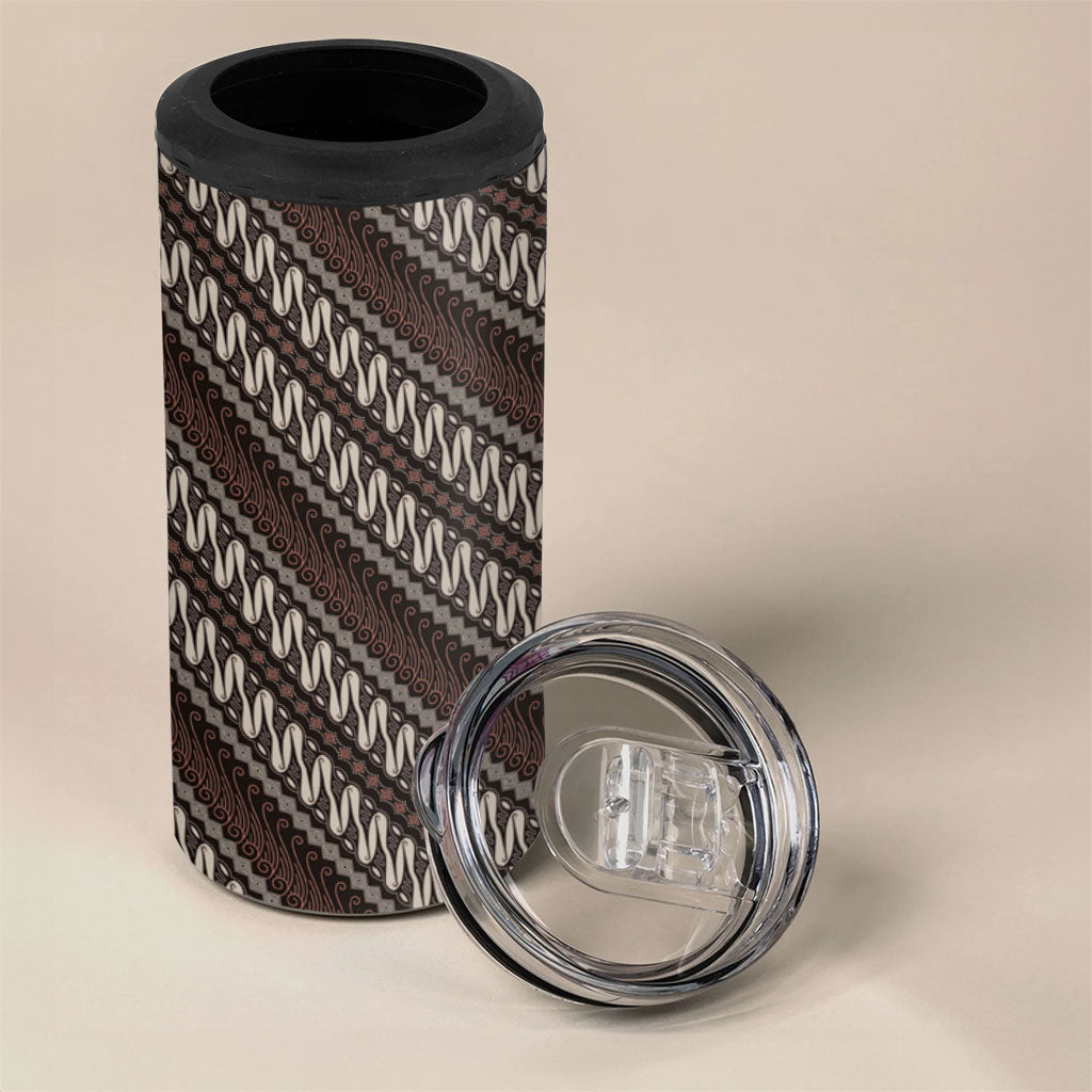 Yogyakarta Parang Batik Motifs 4 in 1 Can Cooler Tumbler Indonesian Traditional Pattern