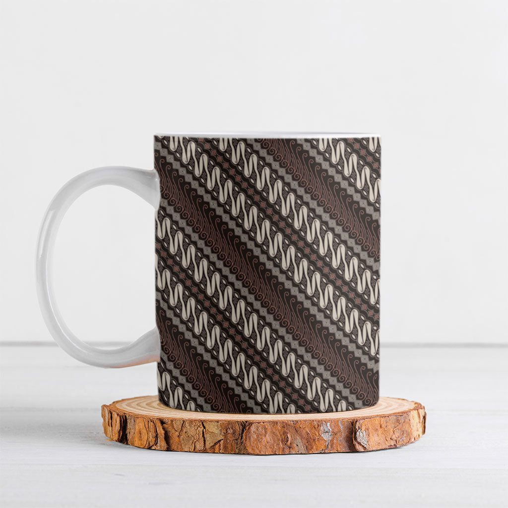 Yogyakarta Parang Batik Motifs Ceramic Mug Indonesian Traditional Pattern