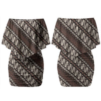Yogyakarta Parang Batik Motifs Couples Matching Off Shoulder Short Dress and Long Sleeve Button Shirt Indonesian Traditional Pattern LT01 - Polynesian Pride