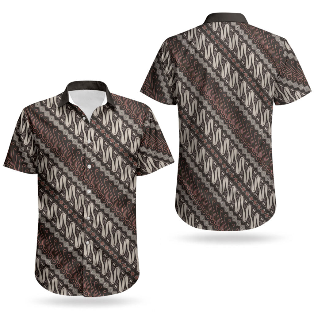 Yogyakarta Parang Batik Motifs Couples Matching Puletasi and Hawaiian Shirt Indonesian Traditional Pattern LT01 - Polynesian Pride