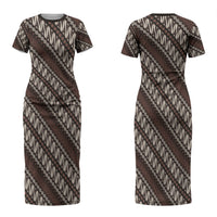 Yogyakarta Parang Batik Motifs Couples Matching Short Sleeve Bodycon Dress and Long Sleeve Button Shirt Indonesian Traditional Pattern LT01 - Polynesian Pride