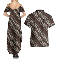Yogyakarta Parang Batik Motifs Couples Matching Summer Maxi Dress and Hawaiian Shirt Indonesian Traditional Pattern