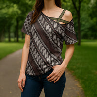 Yogyakarta Parang Batik Motifs Cross Shoulder Shirt Indonesian Traditional Pattern