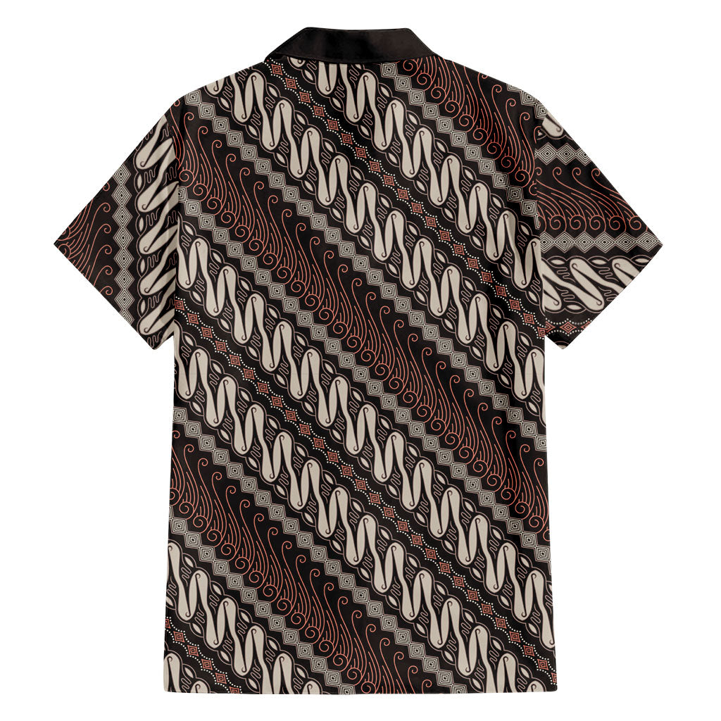 Yogyakarta Parang Batik Motifs Family Matching Off Shoulder Short Dress and Hawaiian Shirt Indonesian Traditional Pattern LT01 - Polynesian Pride