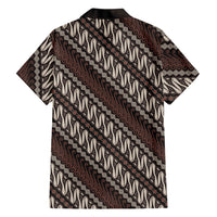 Yogyakarta Parang Batik Motifs Family Matching Off Shoulder Short Dress and Hawaiian Shirt Indonesian Traditional Pattern LT01 - Polynesian Pride