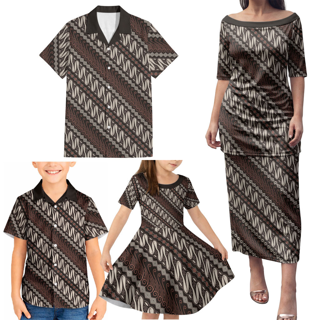 Yogyakarta Parang Batik Motifs Family Matching Puletasi and Hawaiian Shirt Indonesian Traditional Pattern LT01 - Polynesian Pride