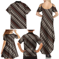 Yogyakarta Parang Batik Motifs Family Matching Summer Maxi Dress and Hawaiian Shirt Indonesian Traditional Pattern LT01 - Polynesian Pride