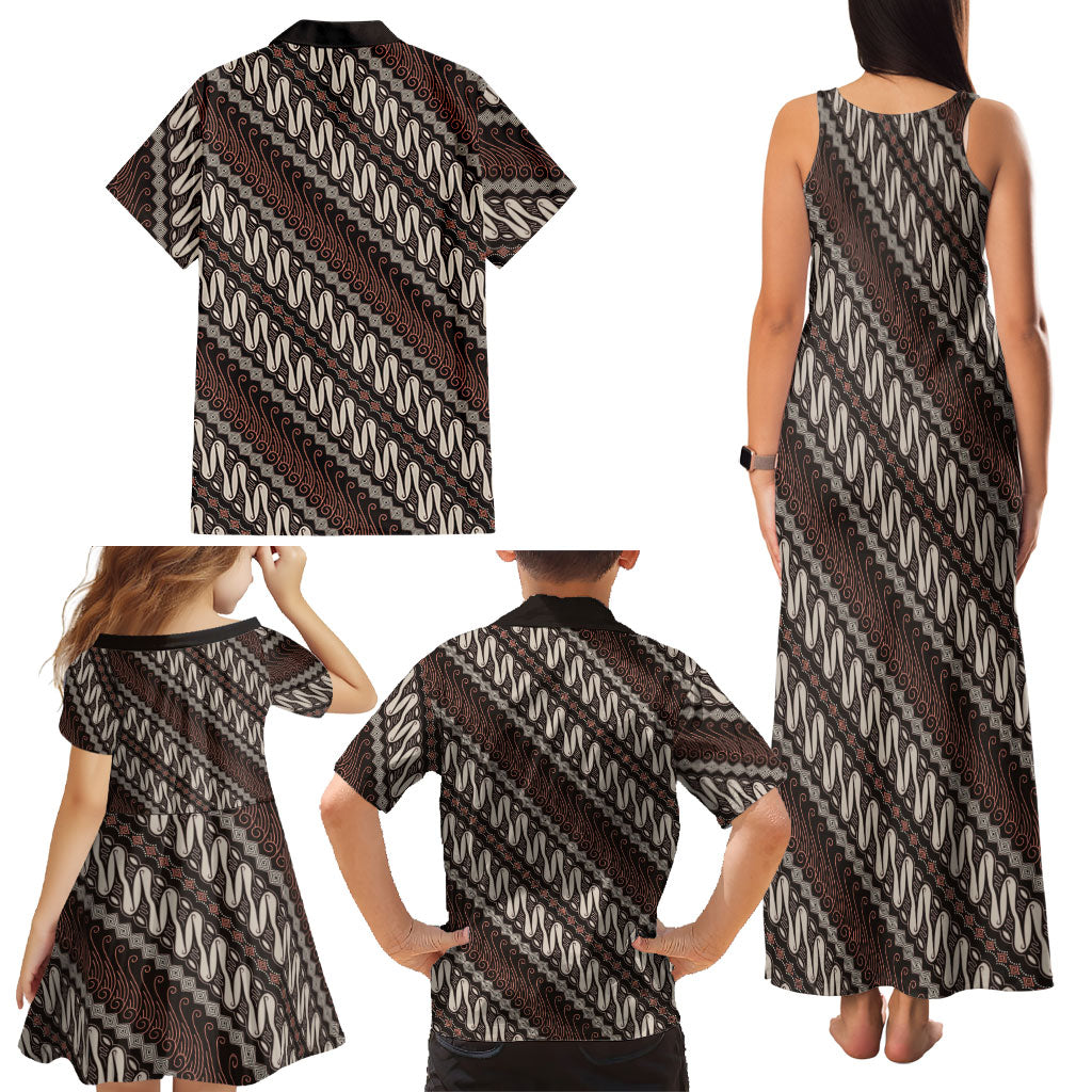 Yogyakarta Parang Batik Motifs Family Matching Tank Maxi Dress and Hawaiian Shirt Indonesian Traditional Pattern LT01 - Polynesian Pride