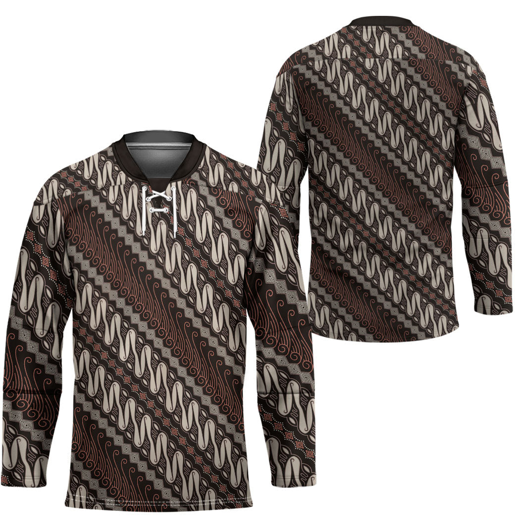 Yogyakarta Parang Batik Motifs Hockey Jersey Indonesian Traditional Pattern