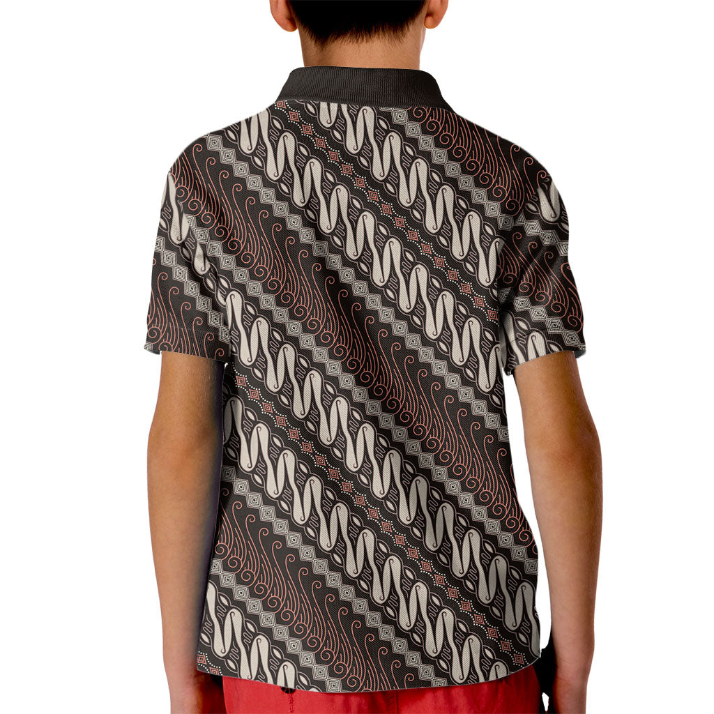 Yogyakarta Parang Batik Motifs Kid Polo Shirt Indonesian Traditional Pattern