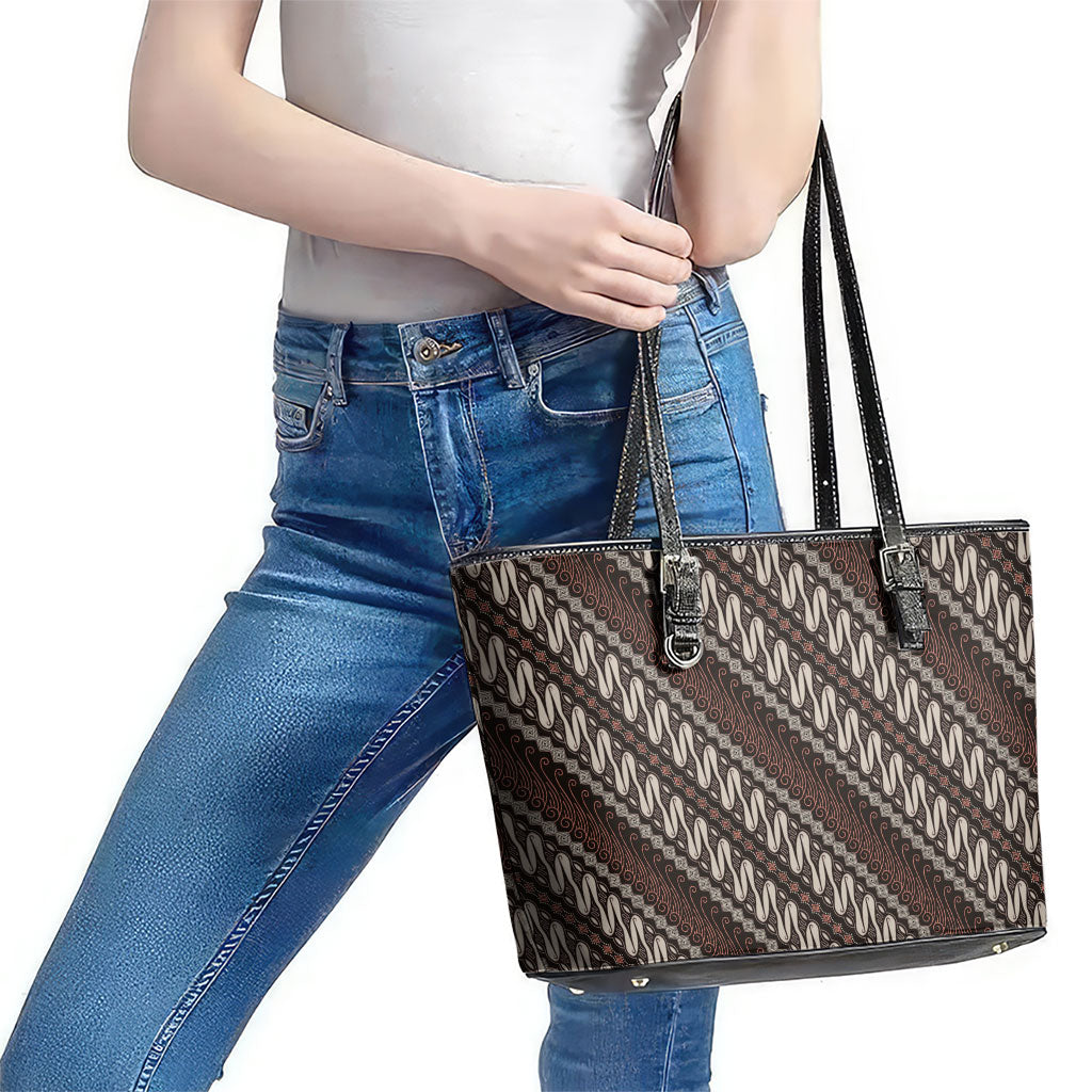 Yogyakarta Parang Batik Motifs Leather Tote Bag Indonesian Traditional Pattern