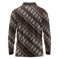 Yogyakarta Parang Batik Motifs Long Sleeve Polo Shirt Indonesian Traditional Pattern