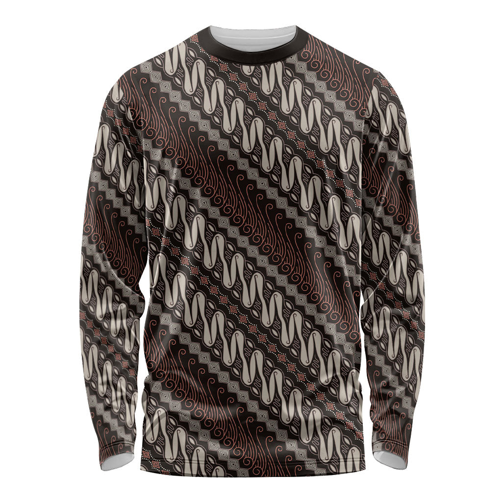 Yogyakarta Parang Batik Motifs Long Sleeve Shirt Indonesian Traditional Pattern