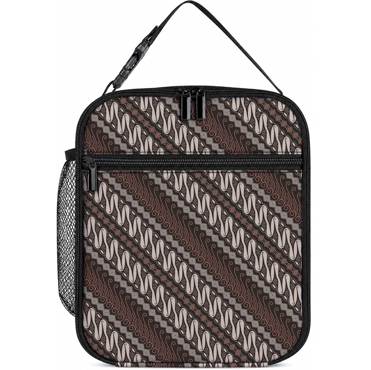 Yogyakarta Parang Batik Motifs Lunch Bag Indonesian Traditional Pattern LT01 10.2 × 8.3 × 4.3 inch Brown - Polynesian Pride