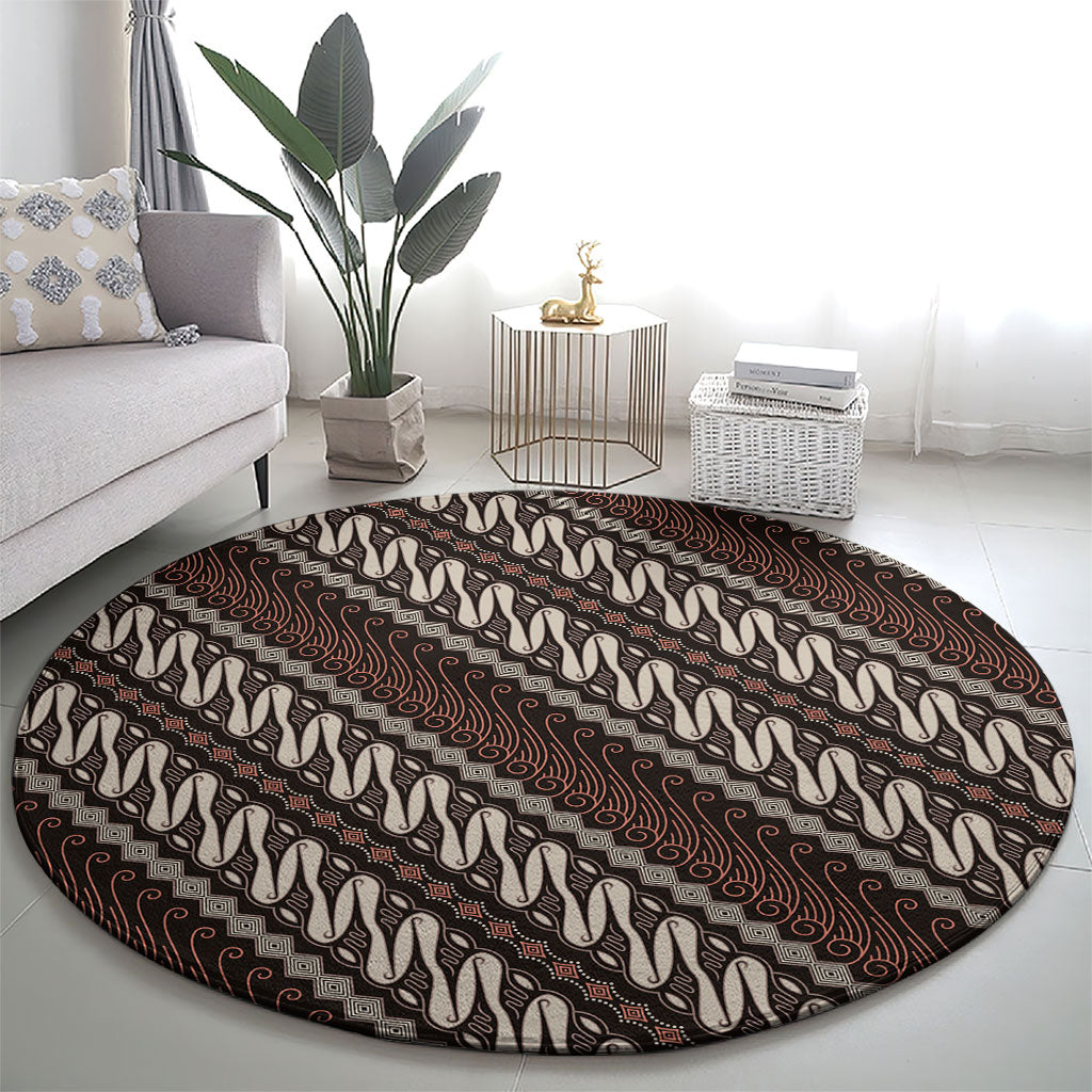 Yogyakarta Parang Batik Motifs Round Carpet Indonesian Traditional Pattern