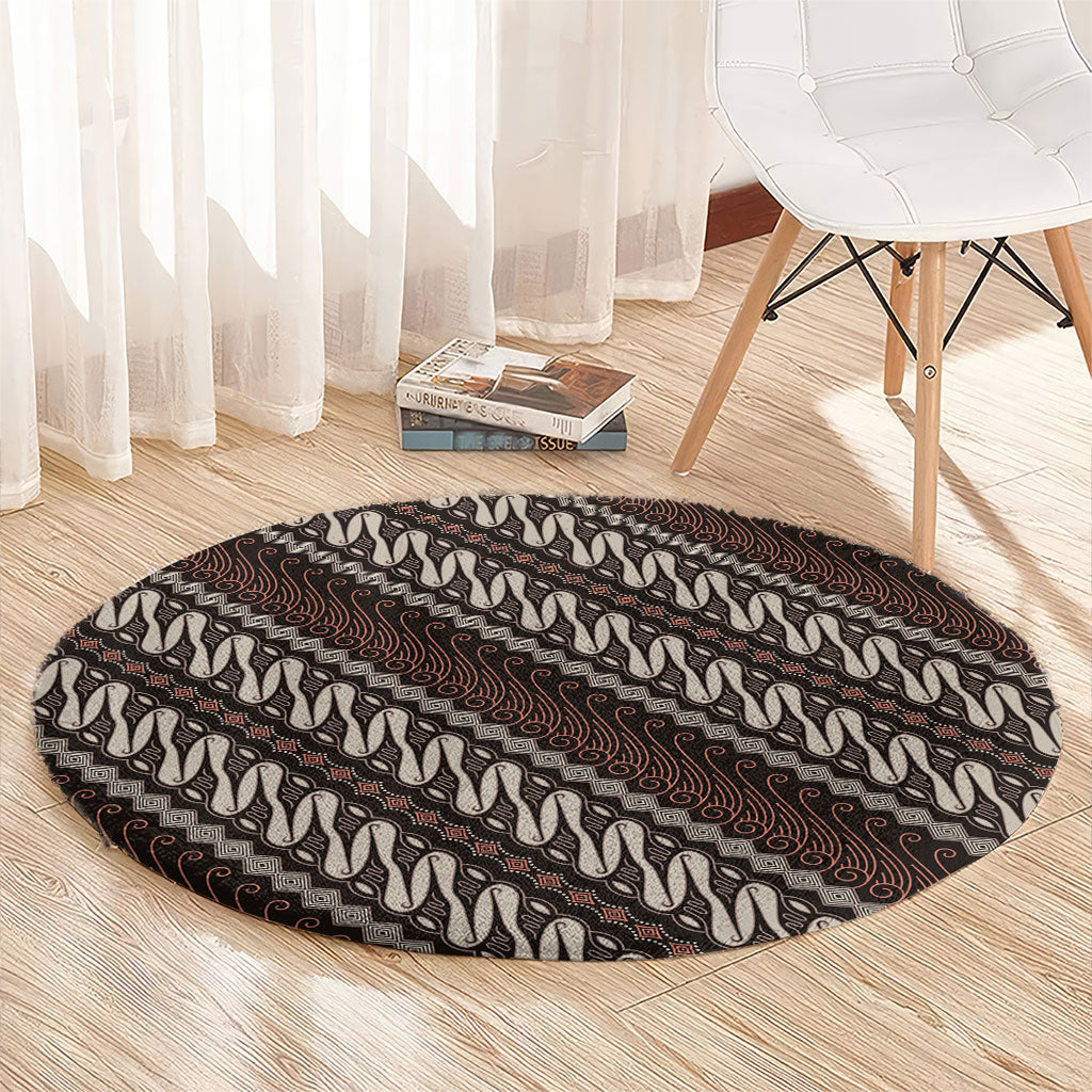 Yogyakarta Parang Batik Motifs Round Carpet Indonesian Traditional Pattern
