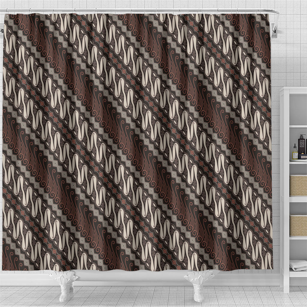 Yogyakarta Parang Batik Motifs Shower Curtain Indonesian Traditional Pattern