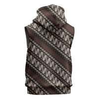 Yogyakarta Parang Batik Motifs Sleeveless Hoodie Indonesian Traditional Pattern