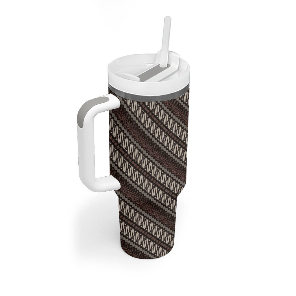 Yogyakarta Parang Batik Motifs Tumbler With Handle Indonesian Traditional Pattern