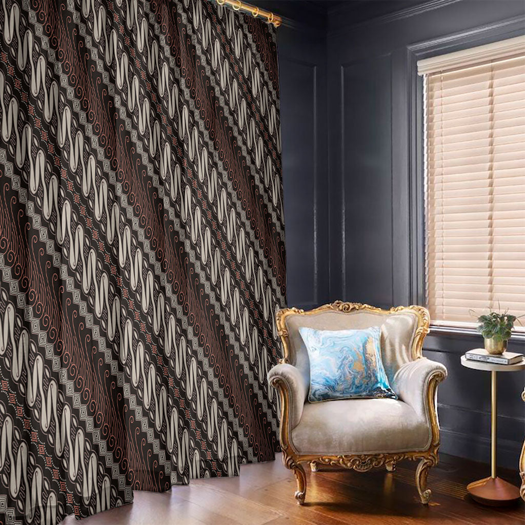 Yogyakarta Parang Batik Motifs Window Curtain Indonesian Traditional Pattern