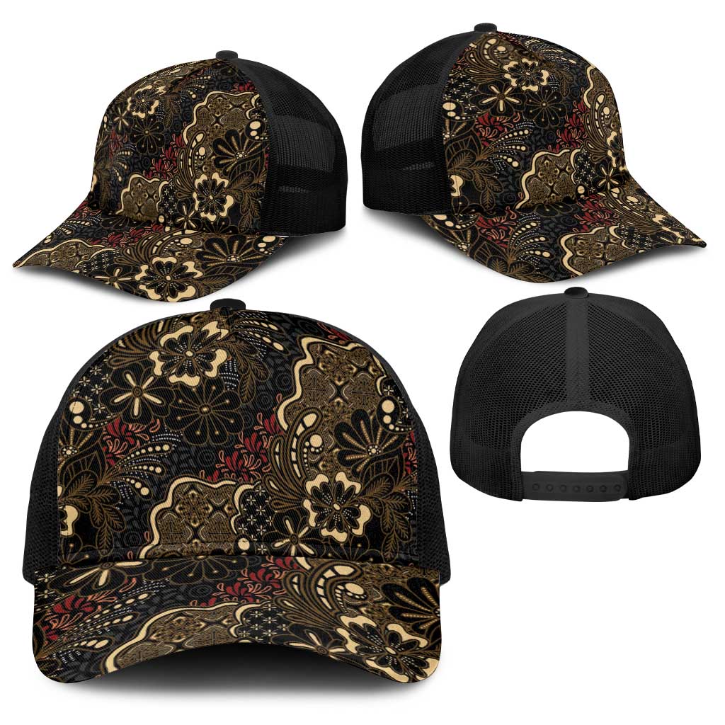 Batik Sekar Jagad Baseball Net Cap Indonesian Traditional Pattern