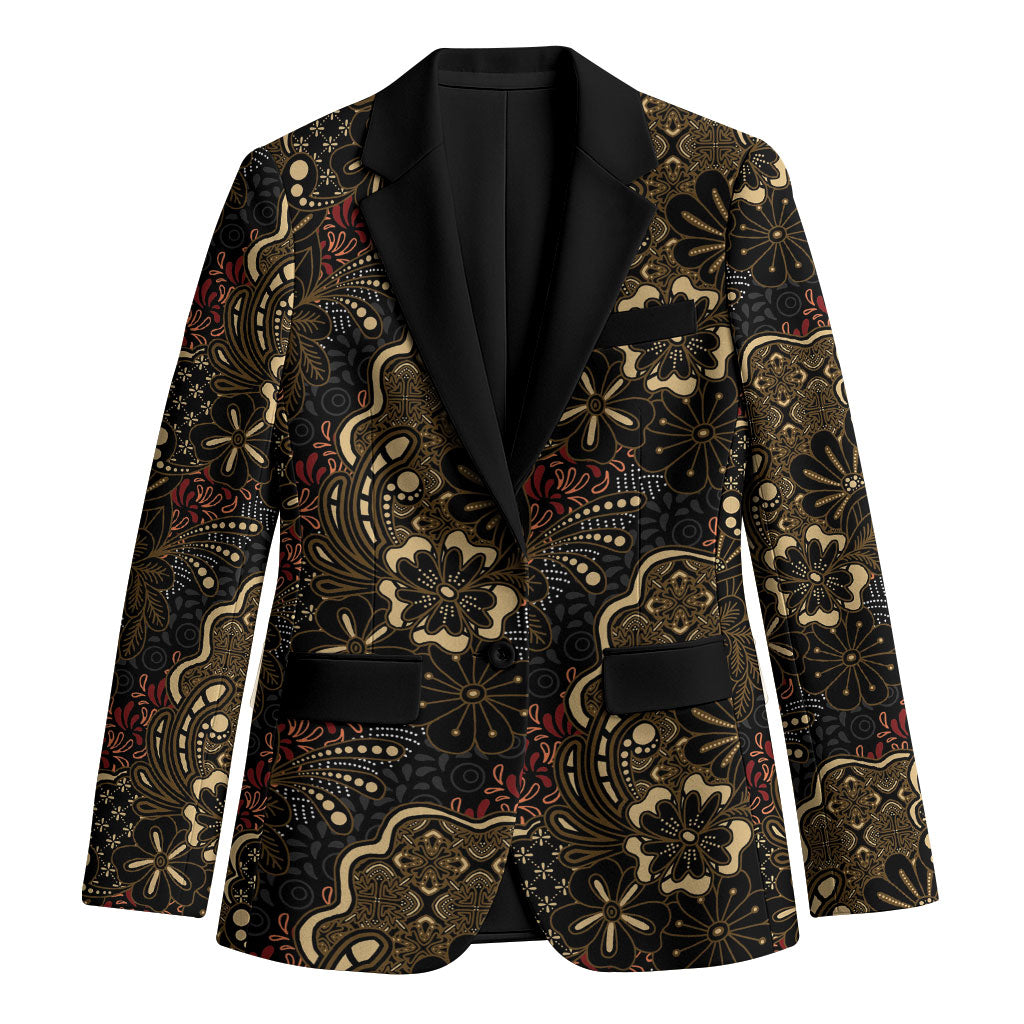 Batik Sekar Jagad Blazer Indonesian Traditional Pattern LT01 Unisex Black - Polynesian Pride