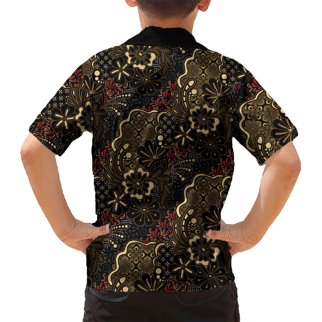 Batik Sekar Jagad Family Matching Off Shoulder Short Dress and Hawaiian Shirt Indonesian Traditional Pattern
