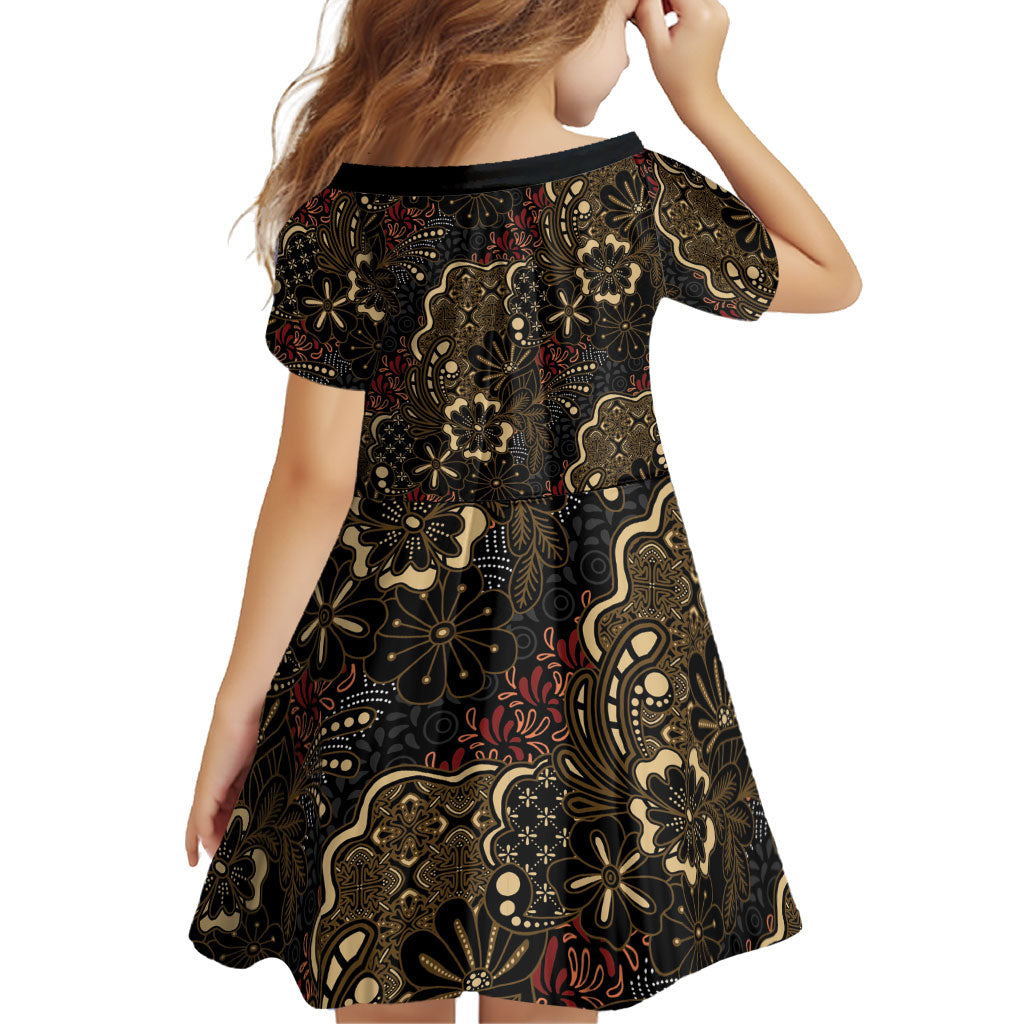 Batik Sekar Jagad Family Matching Off Shoulder Short Dress and Hawaiian Shirt Indonesian Traditional Pattern