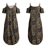 Batik Sekar Jagad Family Matching Summer Maxi Dress and Hawaiian Shirt Indonesian Traditional Pattern LT01 Mom's Dress Black - Polynesian Pride