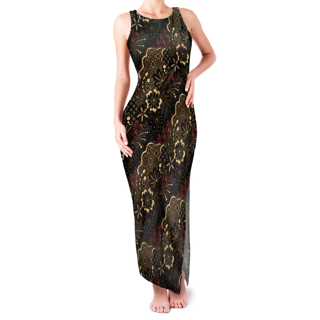 Batik Sekar Jagad Family Matching Tank Maxi Dress and Hawaiian Shirt Indonesian Traditional Pattern