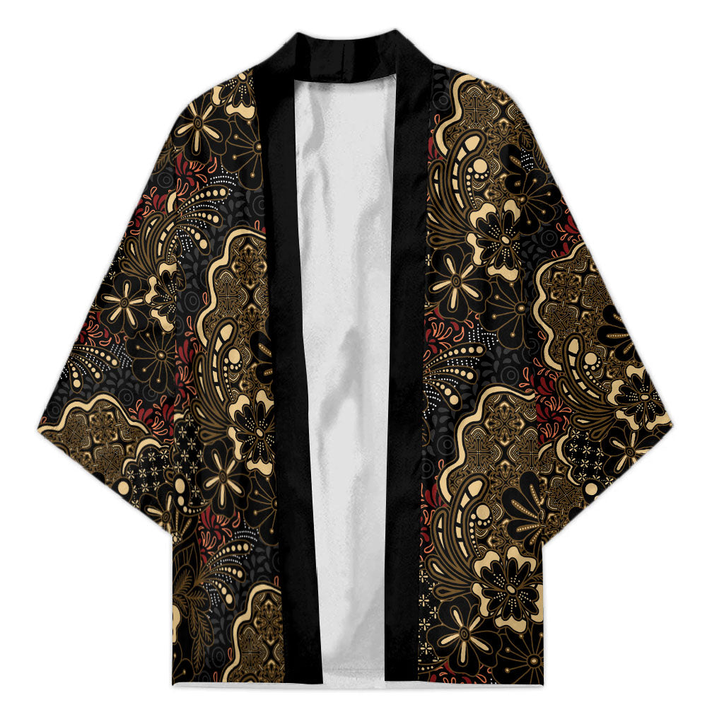 Batik Sekar Jagad Kimono Indonesian Traditional Pattern LT01 Unisex Black - Polynesian Pride
