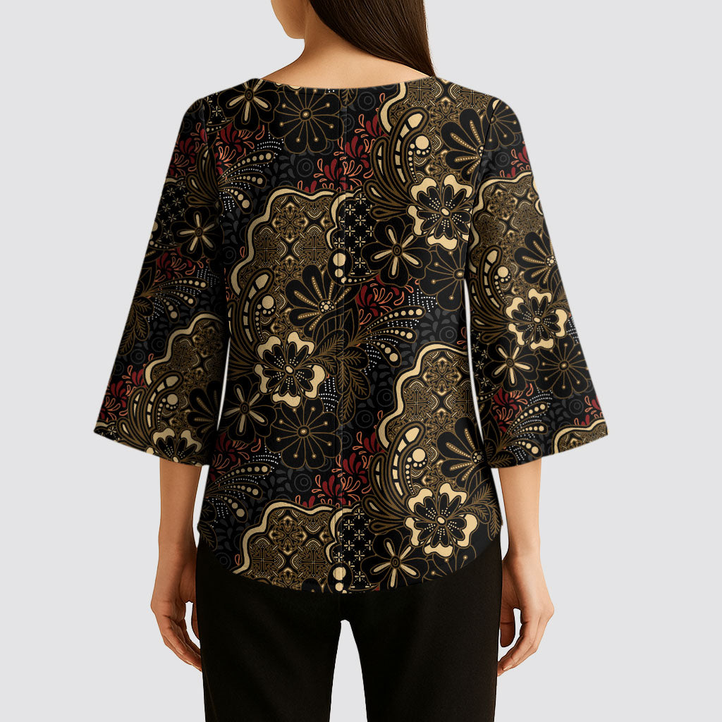 Batik Sekar Jagad Kimono Sleeve Blouse Indonesian Traditional Pattern