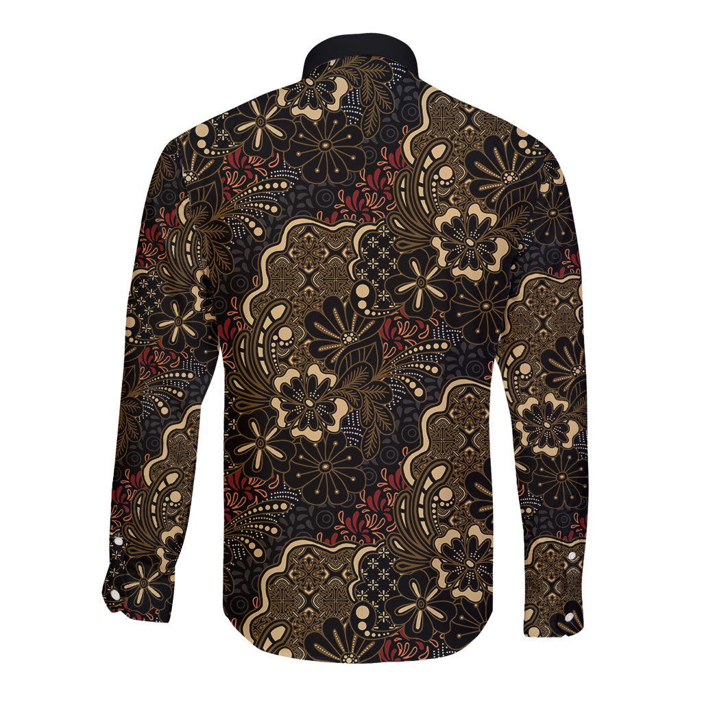 Batik Sekar Jagad Long Sleeve Button Shirt Indonesian Traditional Pattern